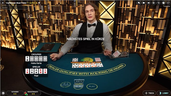 Live Caribbean Poker Tisch