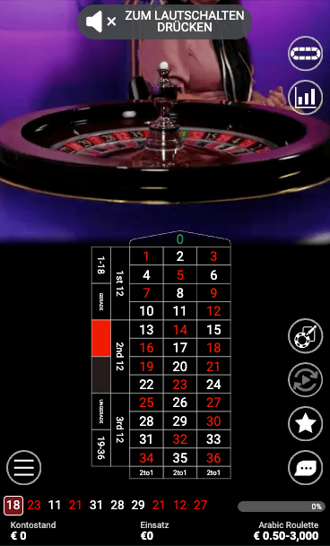 Beispiel von Live Roulette zeigt Roulettekessel und Zahlenfeld