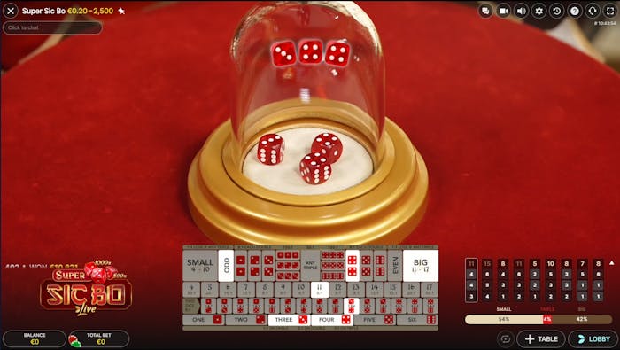 Sic Bo im Live Casino