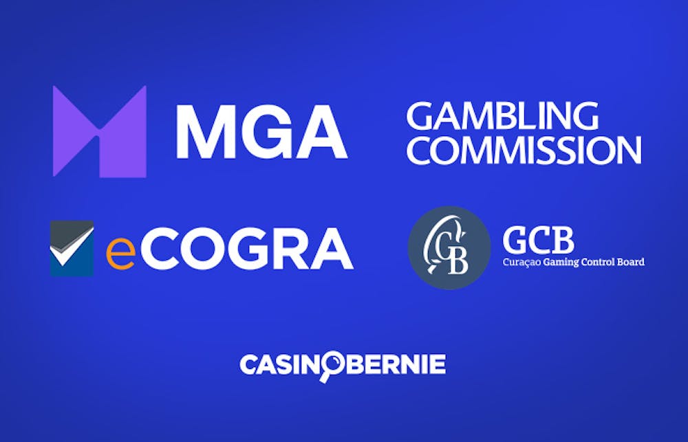 Logos seriöser Lizenzbehörden für Glücksspiel