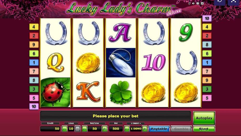 Aufbau beim Lucky Lady's Charm Deluxe Slot