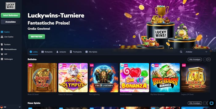 Lucky Wins Casino Homepage