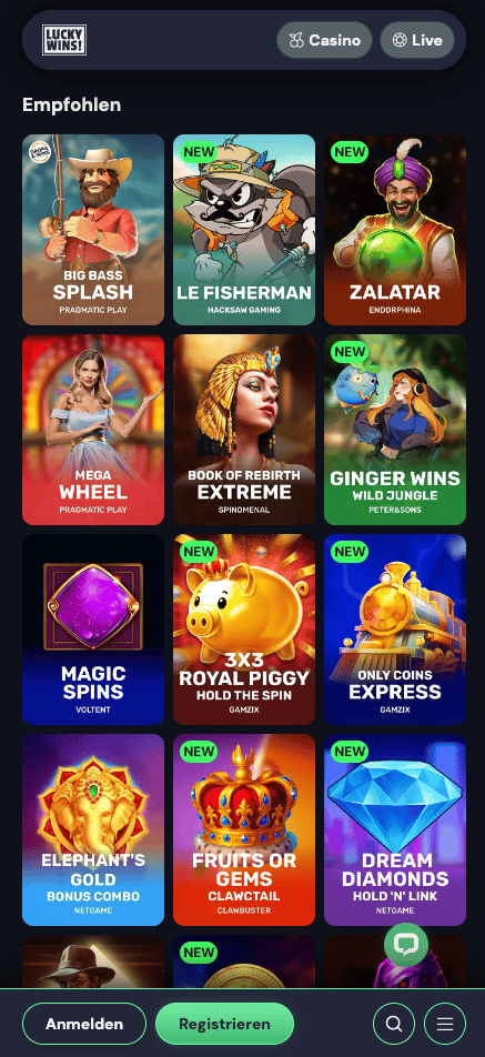 Lucky Wins Casino Spiele
