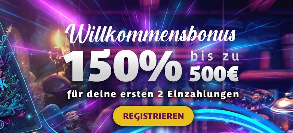 Magical Spin Casino Willkommensbonus von 150 Prozent bis zu 500 Euro für die ersten zwei Einzahlungen