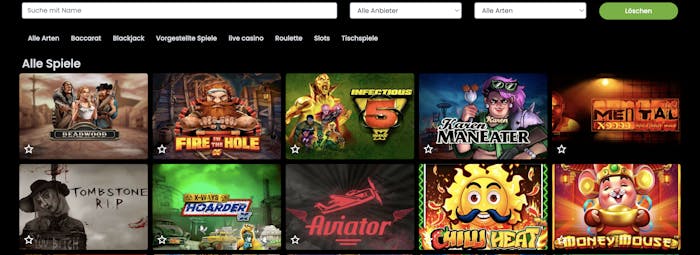 MagicWin Casino Spielauswahl