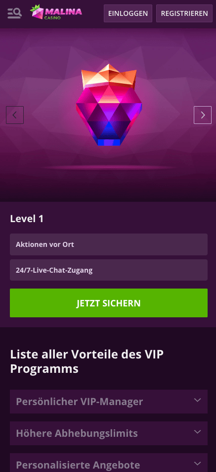 Malina Casino VIP-Programm