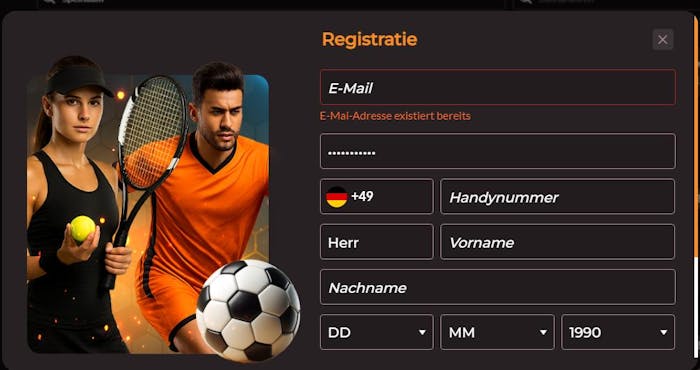 Anmeldeformular im Maxibet Casino