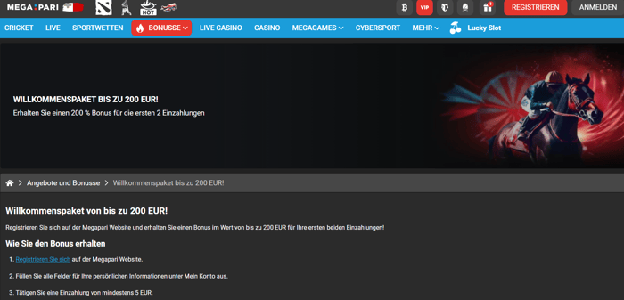 Megapari Casino Screenshot