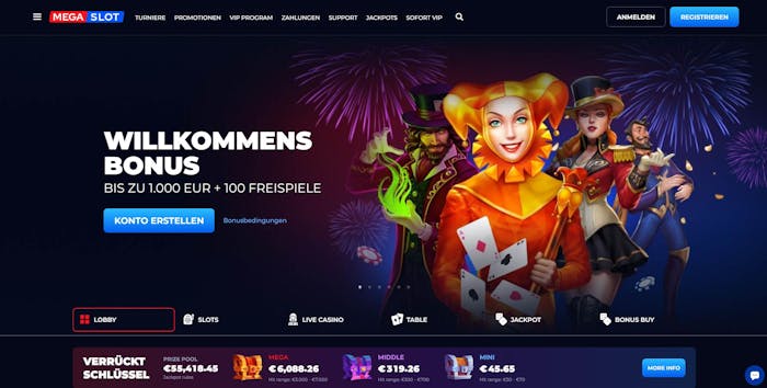 Megaslot homepage