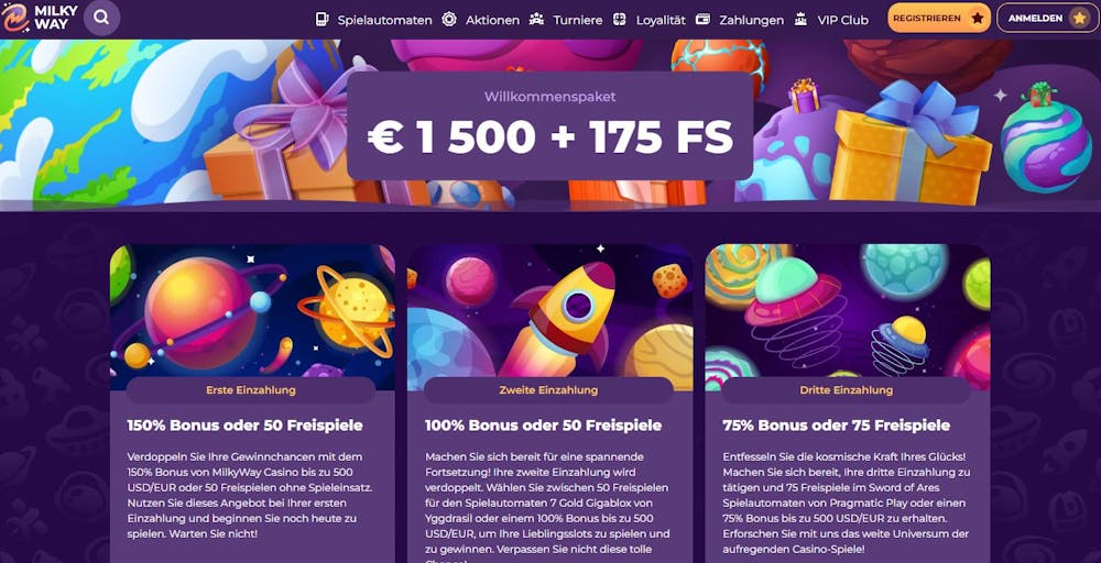 Willkommensbonus im Milky Way Casino