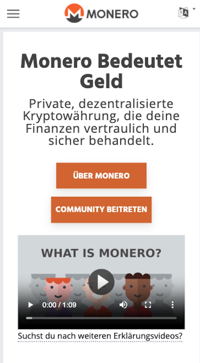 Offizielle Webseite von Monero