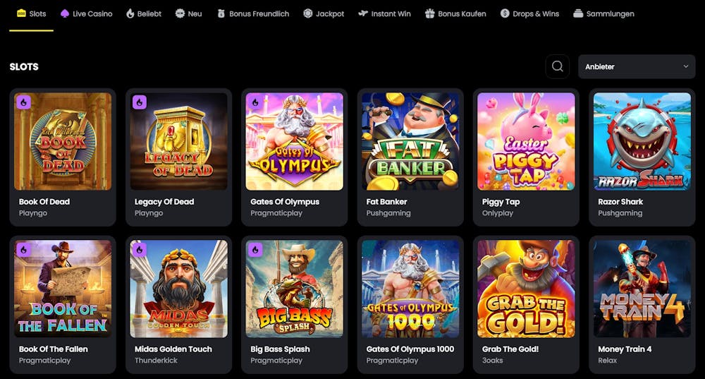 Moonwin Casino Spielauswahl