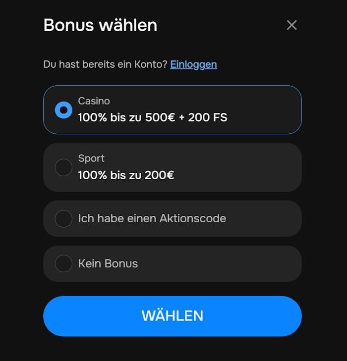 Das Registrierungsformular bei Mr.Punter Casino