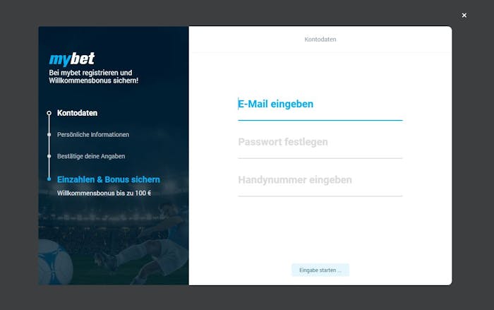 mybet Registrierungsseite
