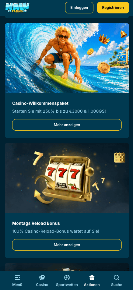 Willkommensbonus im Nalu Casino