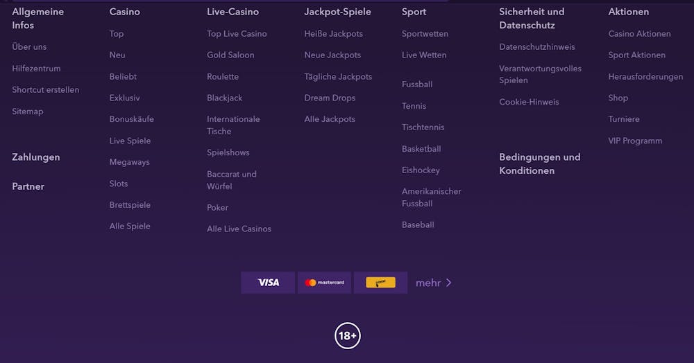 Eine Übersicht über die vielen verschiedenen Kategorien an Spielen bei Naobet Casino