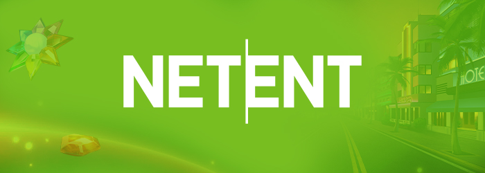 NetEnt Logo vor grünem Hintergrund