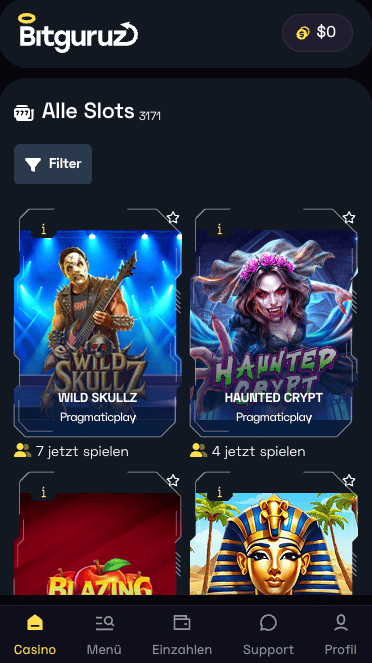 Slots im neuen Casino Bitguruz