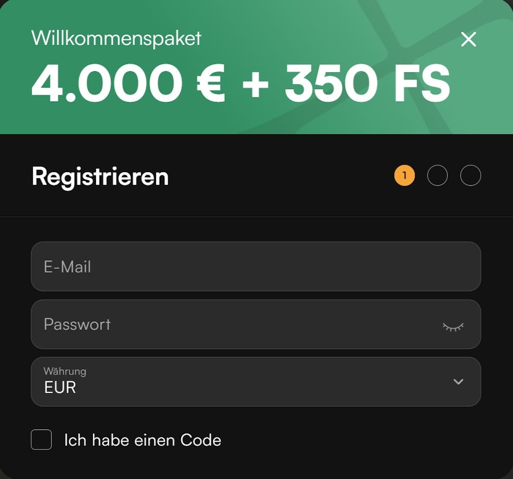 Das Registrierungsformular bei Newlucky Casino