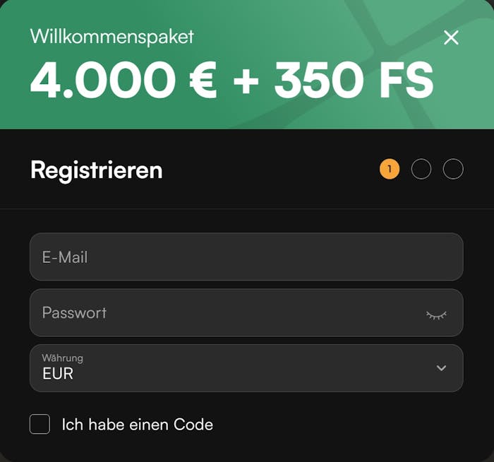 Das Registrierungsformular bei Newlucky Casino