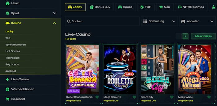 Eine Übersicht über verschiedene Slots bei Nitrobet Casino