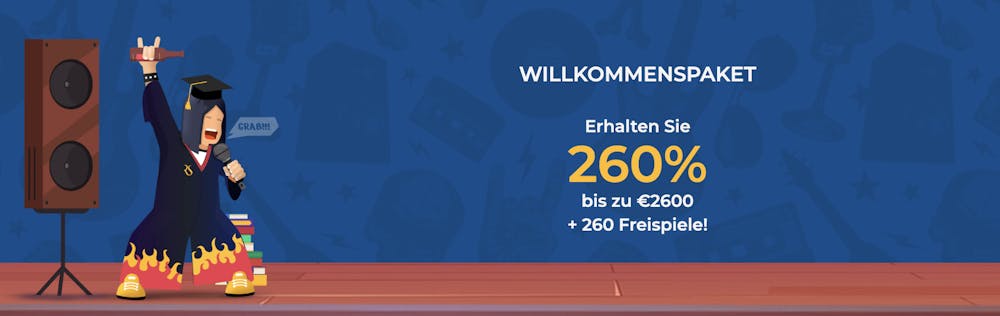 Rolling Slots Casino Non Sticky Casino Bonus von 260 % bis zu 2600 Euro und 260 Freispiele