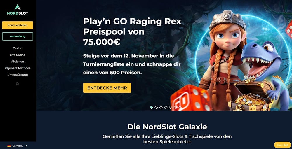 NordSlot Casino Hauptseite