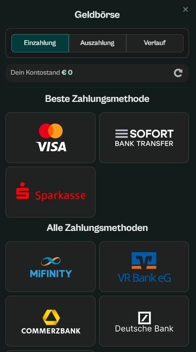 Spinzen Screenshot mit der Kasse.