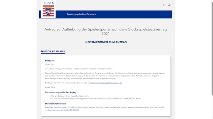 Antrag zur OASIS Sperre aufheben