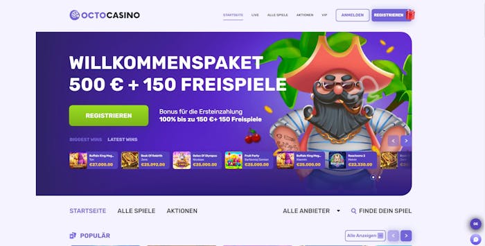 Octo Casino Homepage