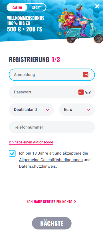 Oh My Spins Casino Kontoeröffnung
