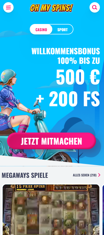 Oh My Spins Casino Startseite