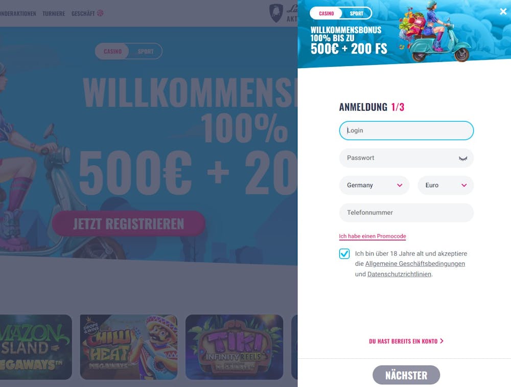 Oh My Spins Casino Kontoeröffnung