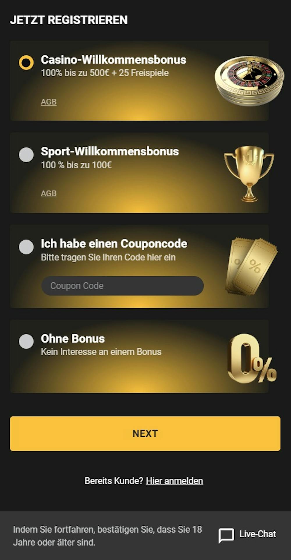 Olympusbet Casino Registrierung