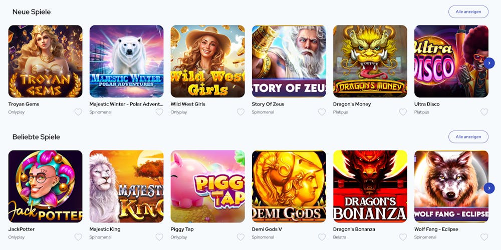 OXI Casino Spielauswahl