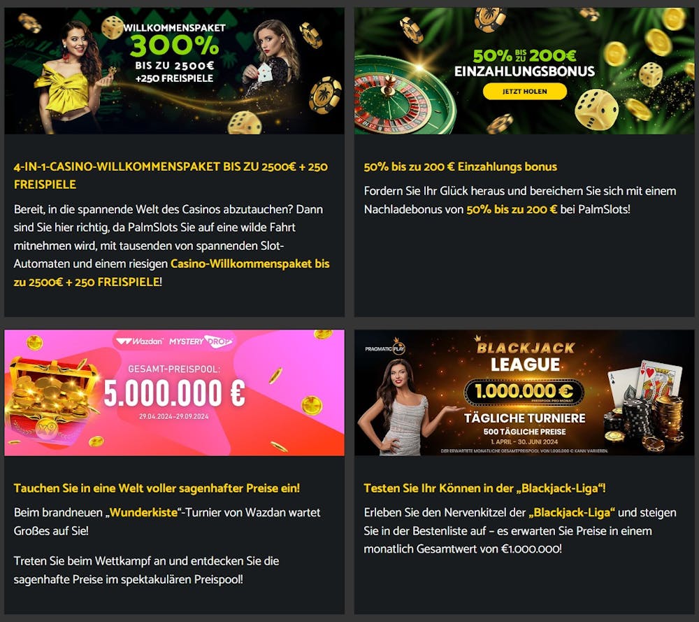 PalmSlots Casino Willkommensbonus