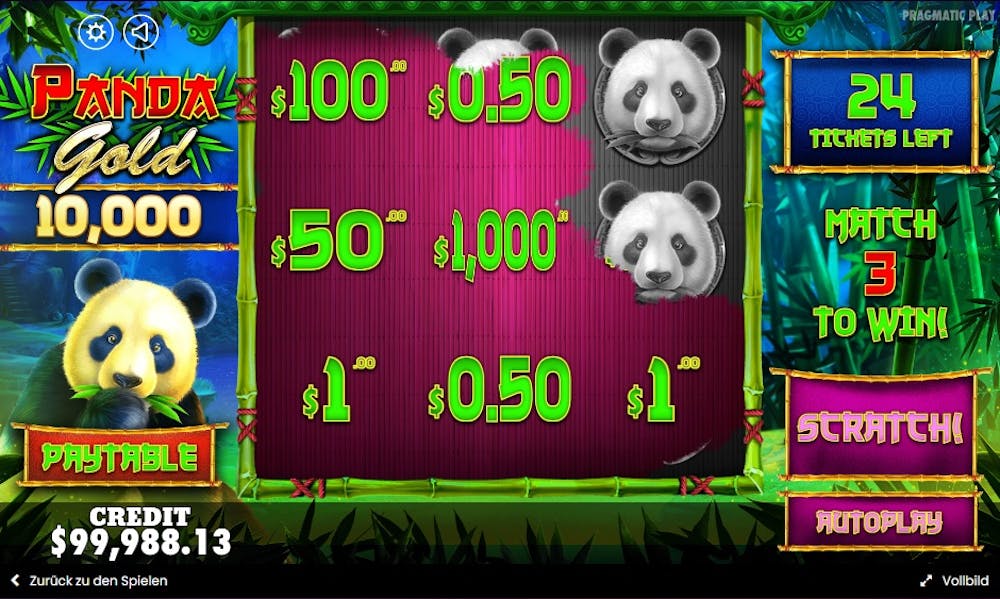 Panda Gold Scratchcard