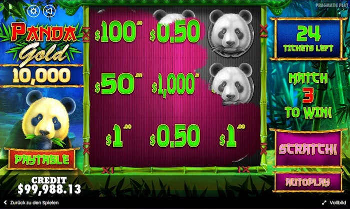 Panda Gold Scratchcard