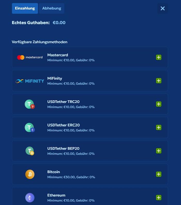 Einzahlungsmethoden im Pandido Casino