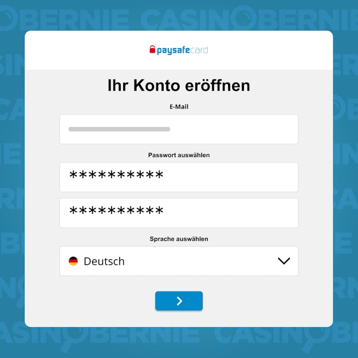 Paysafecard Grafik mit der Anmeldeseite zur Eingabe der Daten.