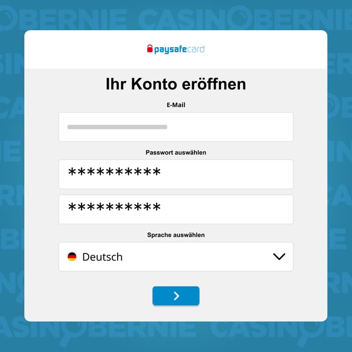 Paysafecard Grafik mit der Anmeldeseite zur Eingabe der Daten.