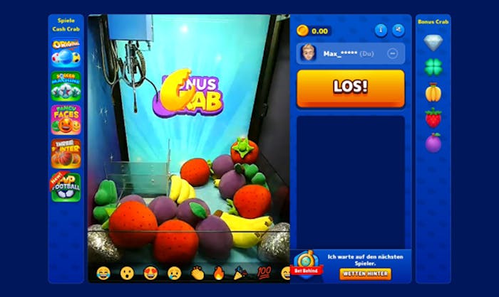 Bonus Crab Casino Screenshot mit der Casino Bonus Crab abgebildet.