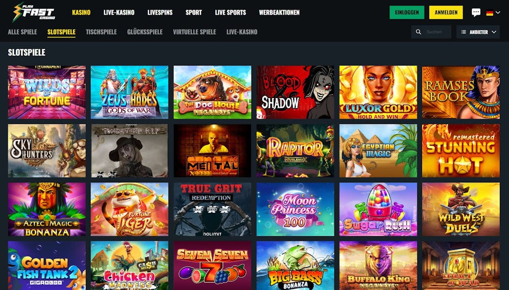 PlayFast Casino Spielauswahl