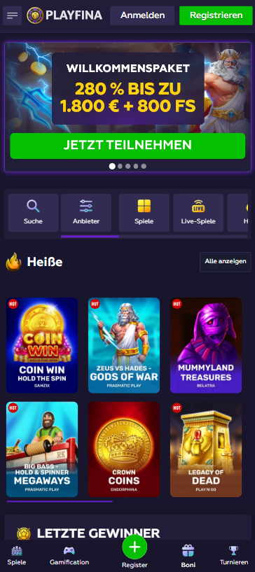 Playfina Casino Startseite