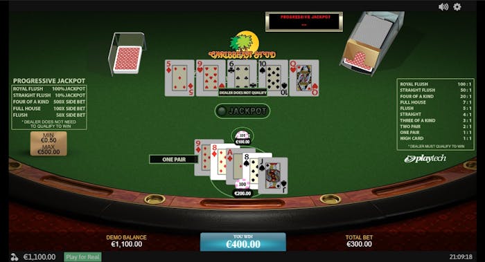 Playtech Caribbean Stud Poker Spieltisch