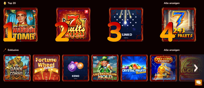 Spiellobby im Potter Slots Casino zeigt Spiele wie Plinko Original neben anderen top und exklusiven Spielen