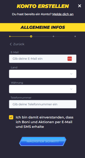 powbet Registrierungsseite