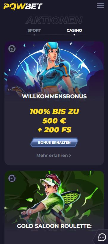 PowBet Casino Aktionen und Angebote