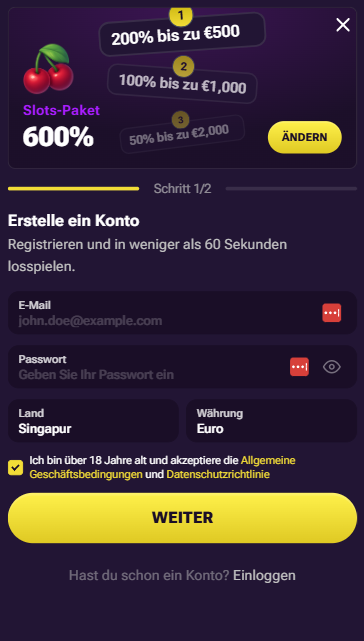 Prive Casino Registrierung