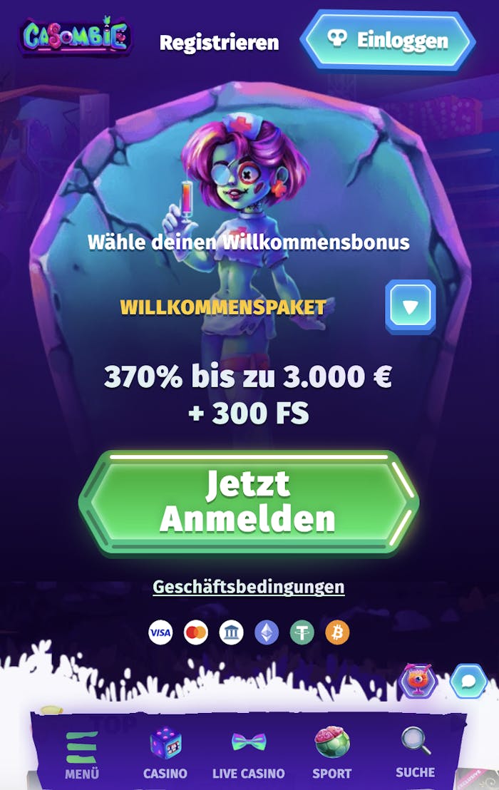 Beispiel für das Design im Rabidi NV Casino Casombie